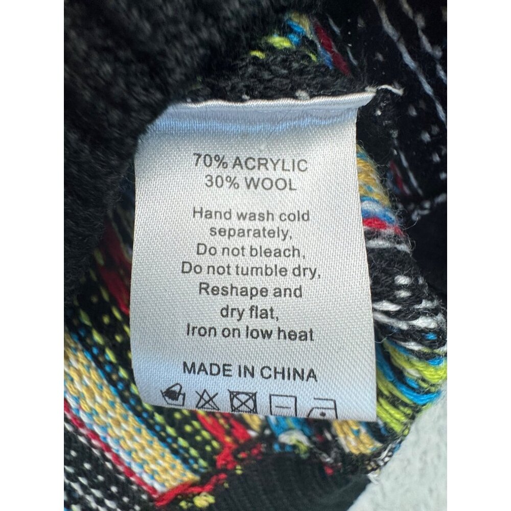 Skedouche The Kosby Mens L Colorful Preppy 90s V-Neck Striped Sweater Wool Blend - Picture 7 of 11